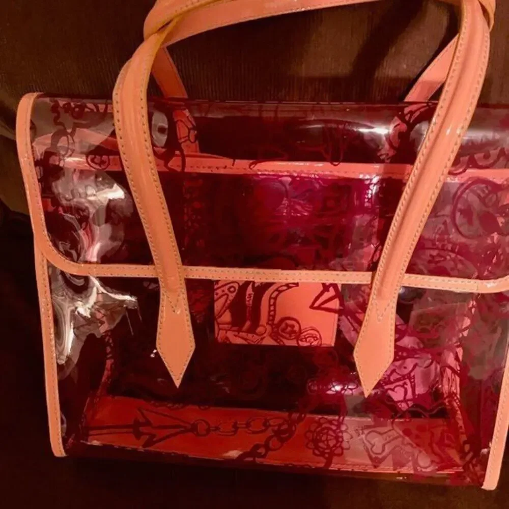 Clear Pink PVC Vivienne Westwood tote with Orange leather trim